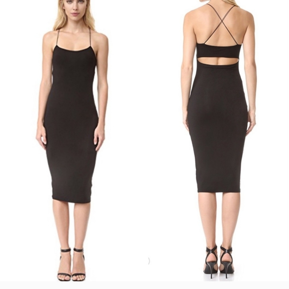 Alexander Wang Black Midi Bodycon Dress with Crisscross Back